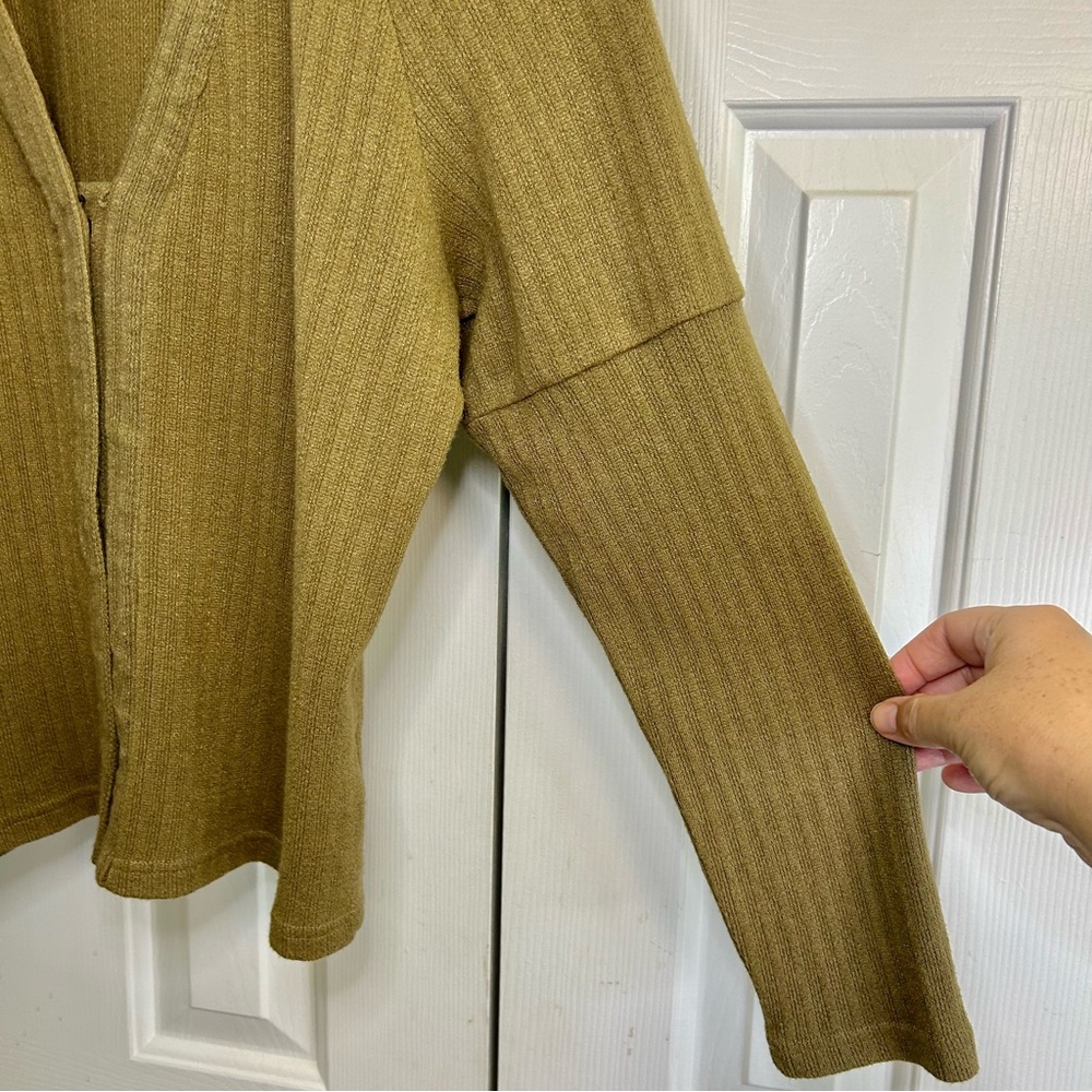 Anthropologie Olive Green V-Neck Snap Front Long Sleeve Top Size XL - Picture 4 of 15